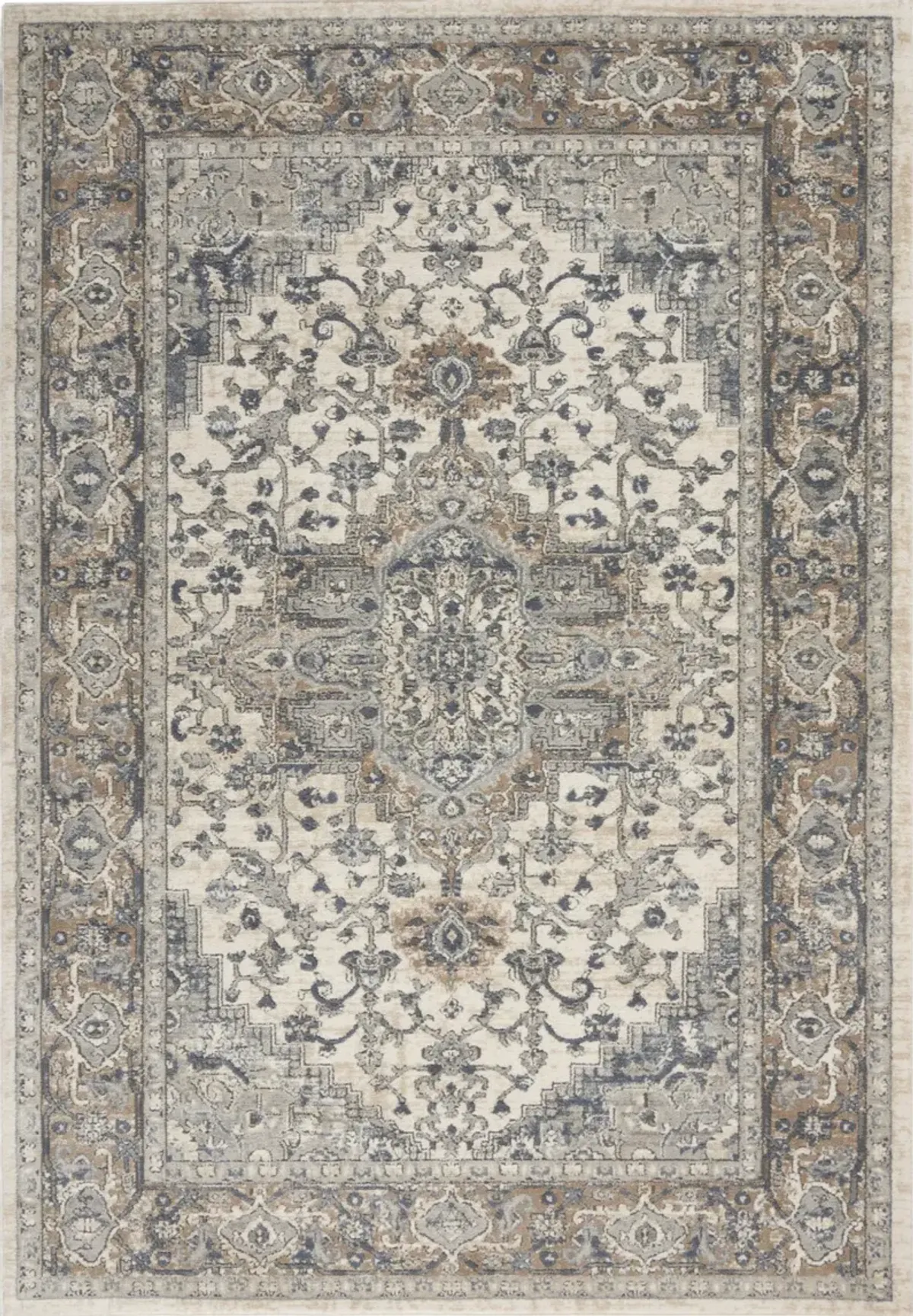 6 x 9 Ivory Floral Power Loom Area Rug