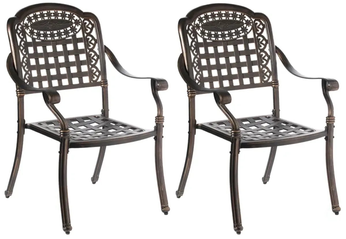 Indoor and Outdoor Bronze Dinning Set 2 Chairs Cast Aluminum.