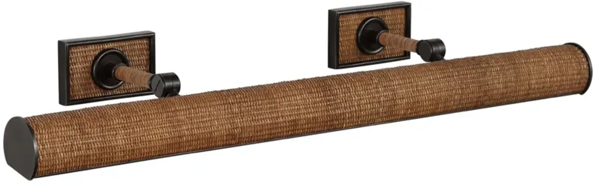 Halwell 30" Picture Light in Bronze and Natural Woven Rattan