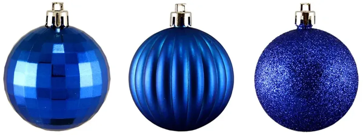 100ct Lavish Blue Shatterproof 3-Finish Christmas Ball Ornaments 2.5" (60mm)