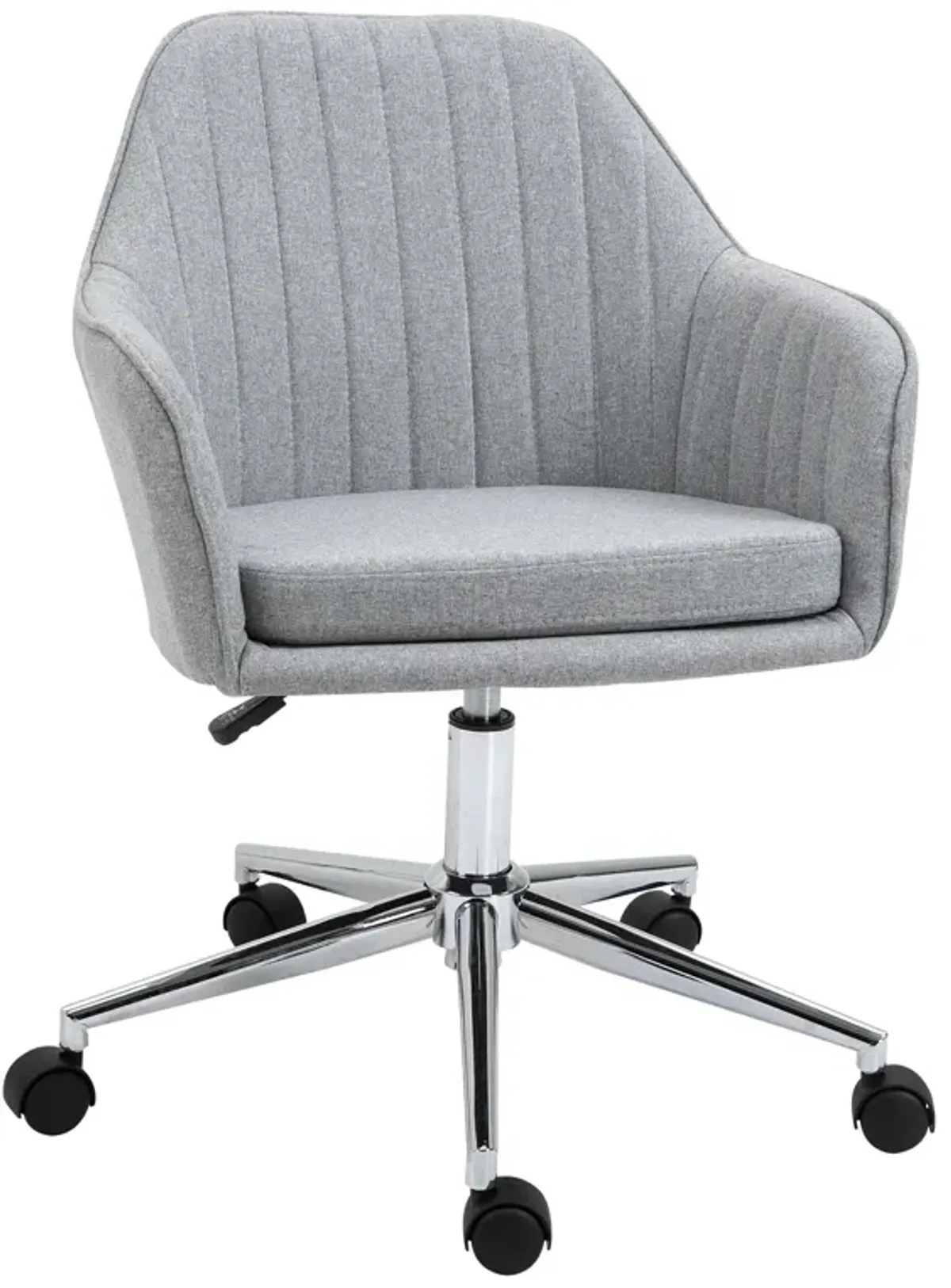 Light Grey Study Chair: Linen Fabric Scallop Shape Swivel Seat