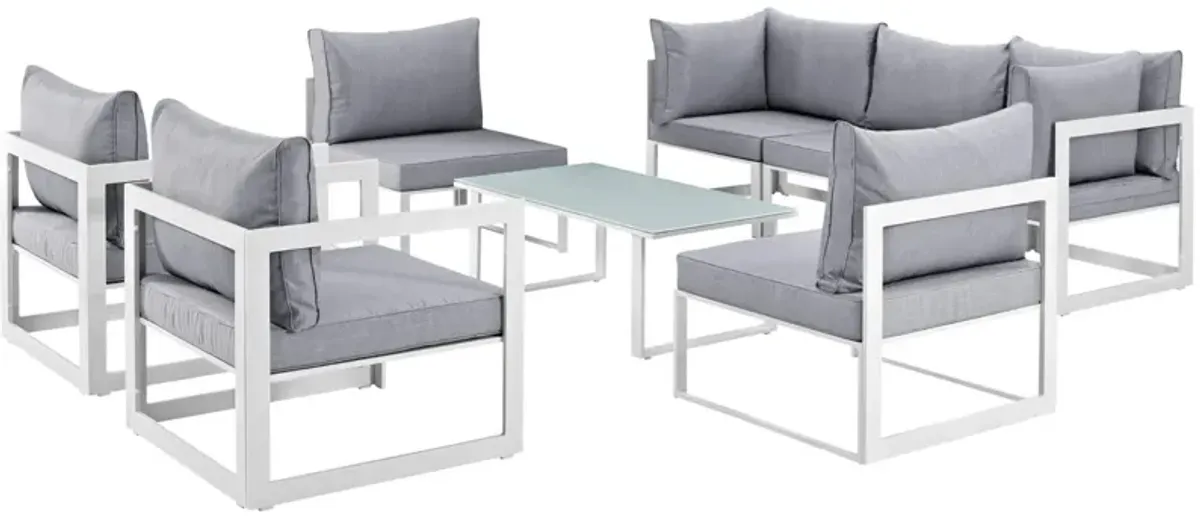 Fortuna Outdoor Patio Collection - 9-Piece Sectional Sofa Set for Modern Outdoor Lounge Spaces - Durable Aluminum Frame with All-Weather Cushions - Includes Coffee Table and Multiple Seating Options