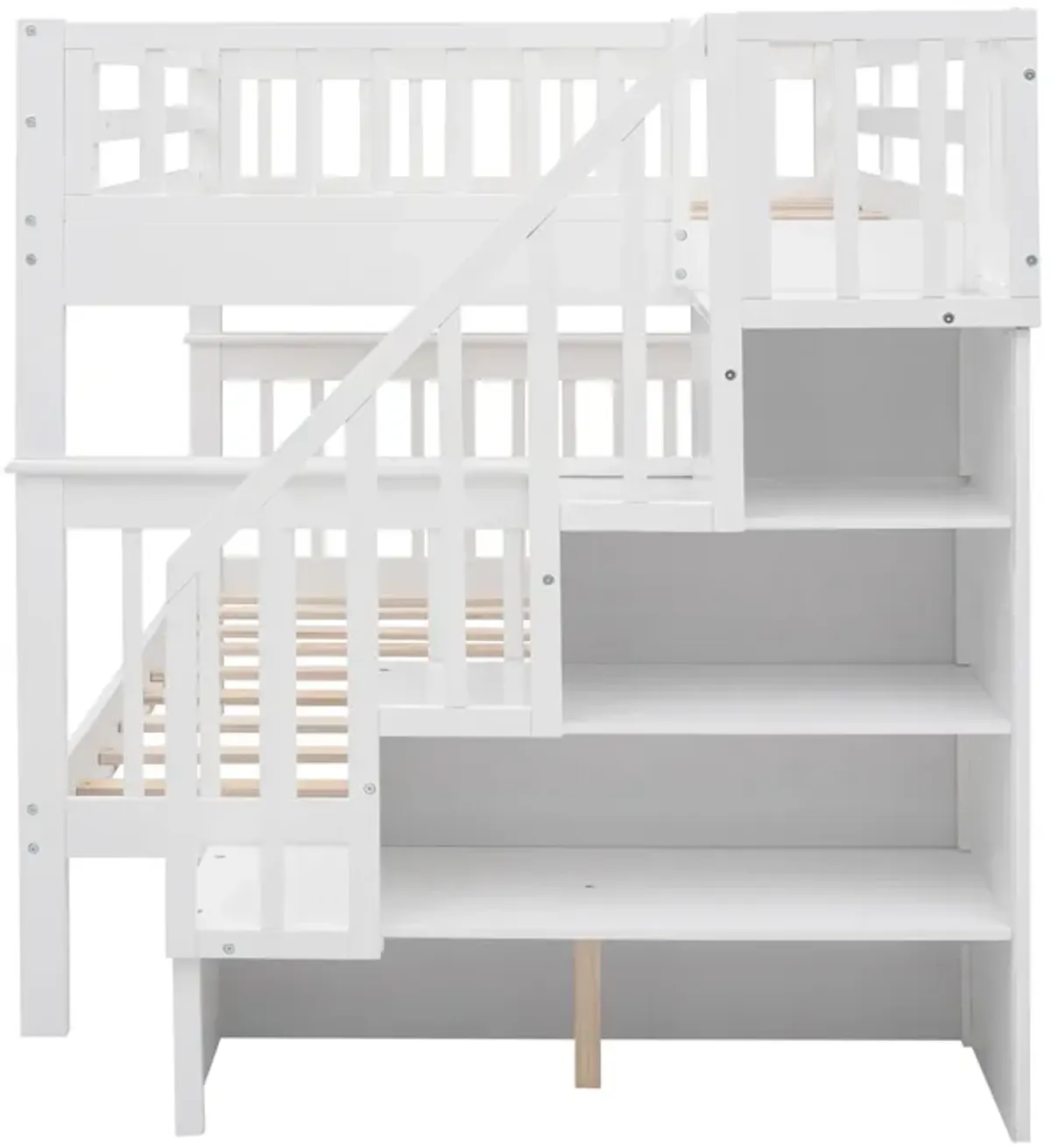 Modern Storage Bunk Bed with Open Shelves