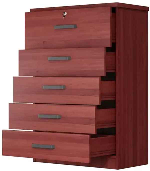 Jumbo 5 Drawers Chest in Mahogany Color