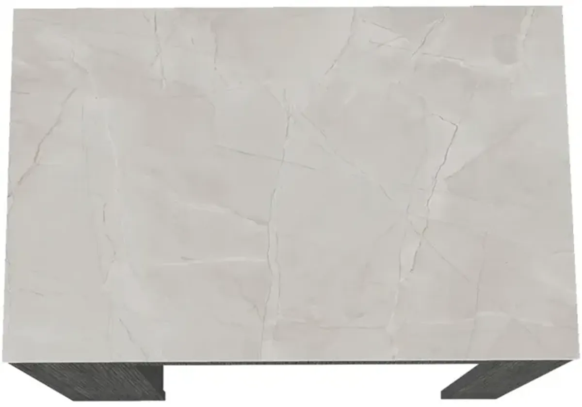 Kitchen Island Doyle, Kitchen, Smoky Oak / Ibiza Marble Color Finish