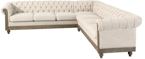 Merax Comfy Large Sectional Sofa with Wooden Legs, Retro Style for Living Room