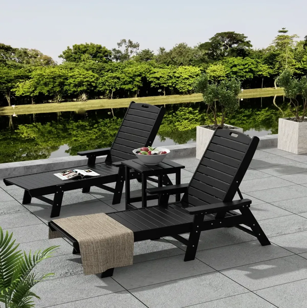 WestinTrends Adirondack Outdoor Chaise Lounge with Side Table Set