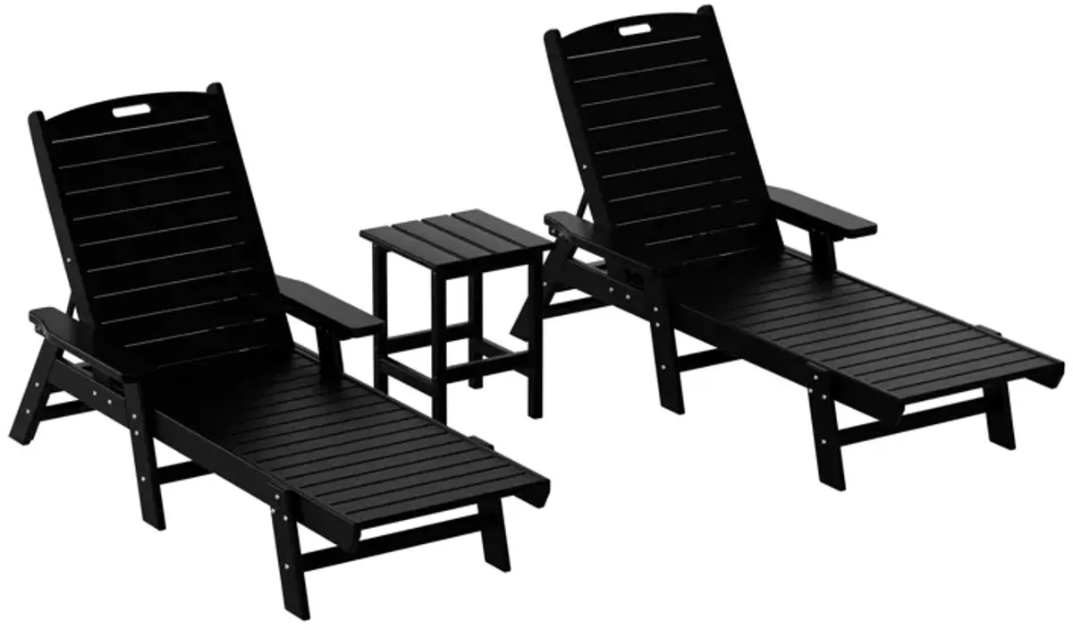 WestinTrends Adirondack Outdoor Chaise Lounge with Side Table Set