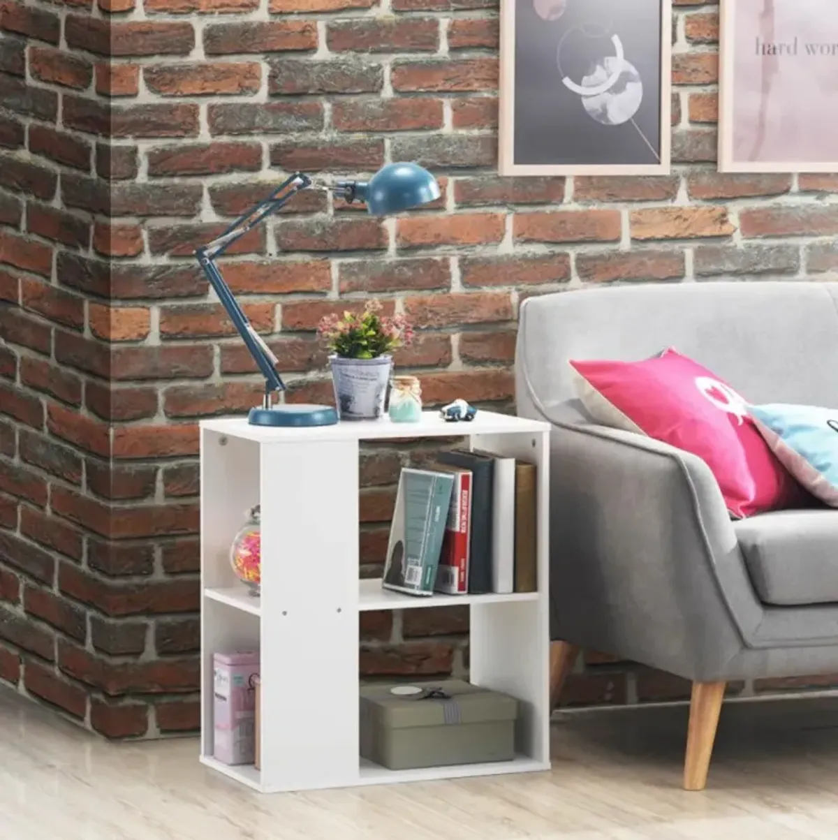 Hivvago 2-Tier Side End Table with Storage Shelves