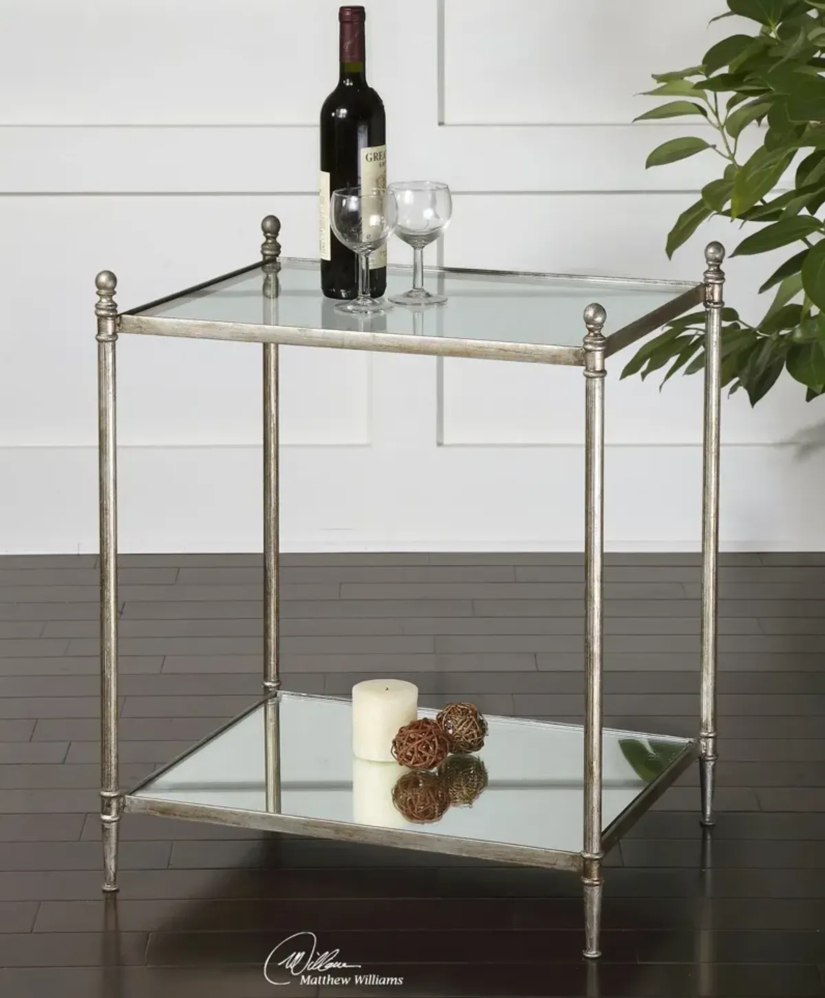 Uttermost Gannon Mirrored Glass End Table