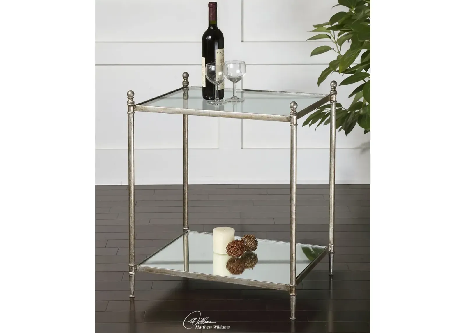 Uttermost Gannon Mirrored Glass End Table