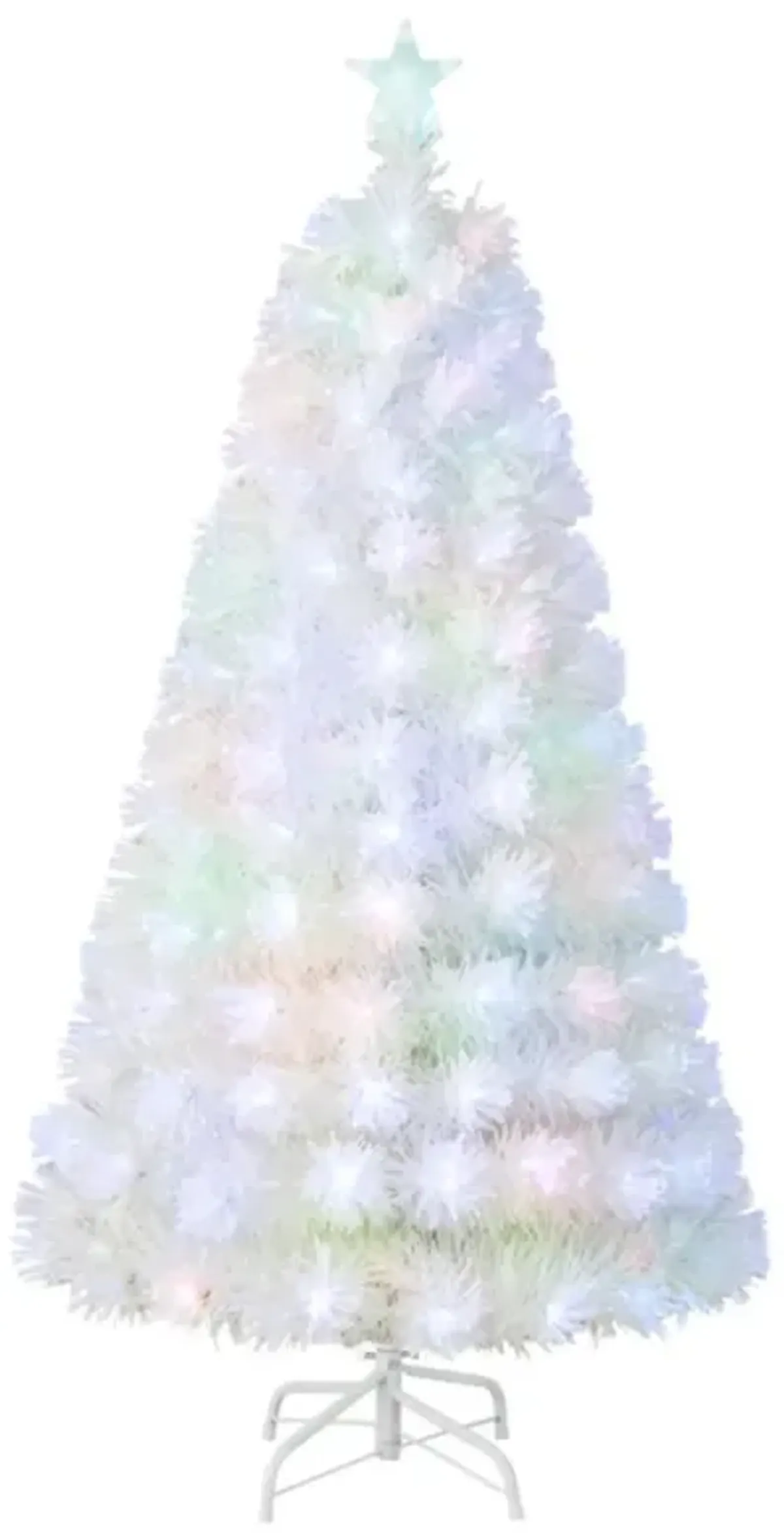 Hivvago 5/6/7 Feet Pre-Lit Fiber Optic White Snow-Flocked Artificial Christmas Tree