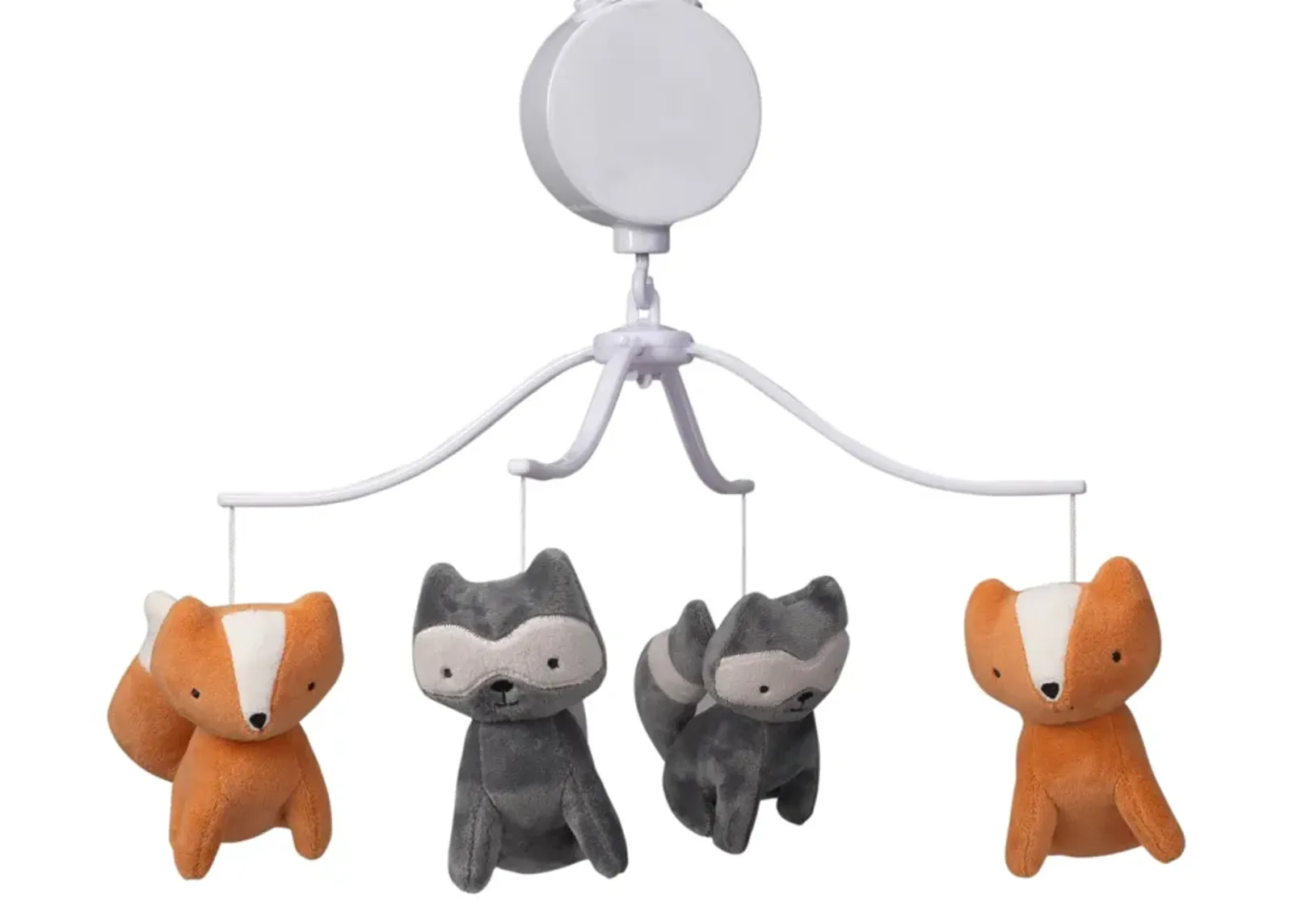 Bedtime Originals Acorn Gray/Orange Fox and Raccoon Musical Baby Crib Mobile