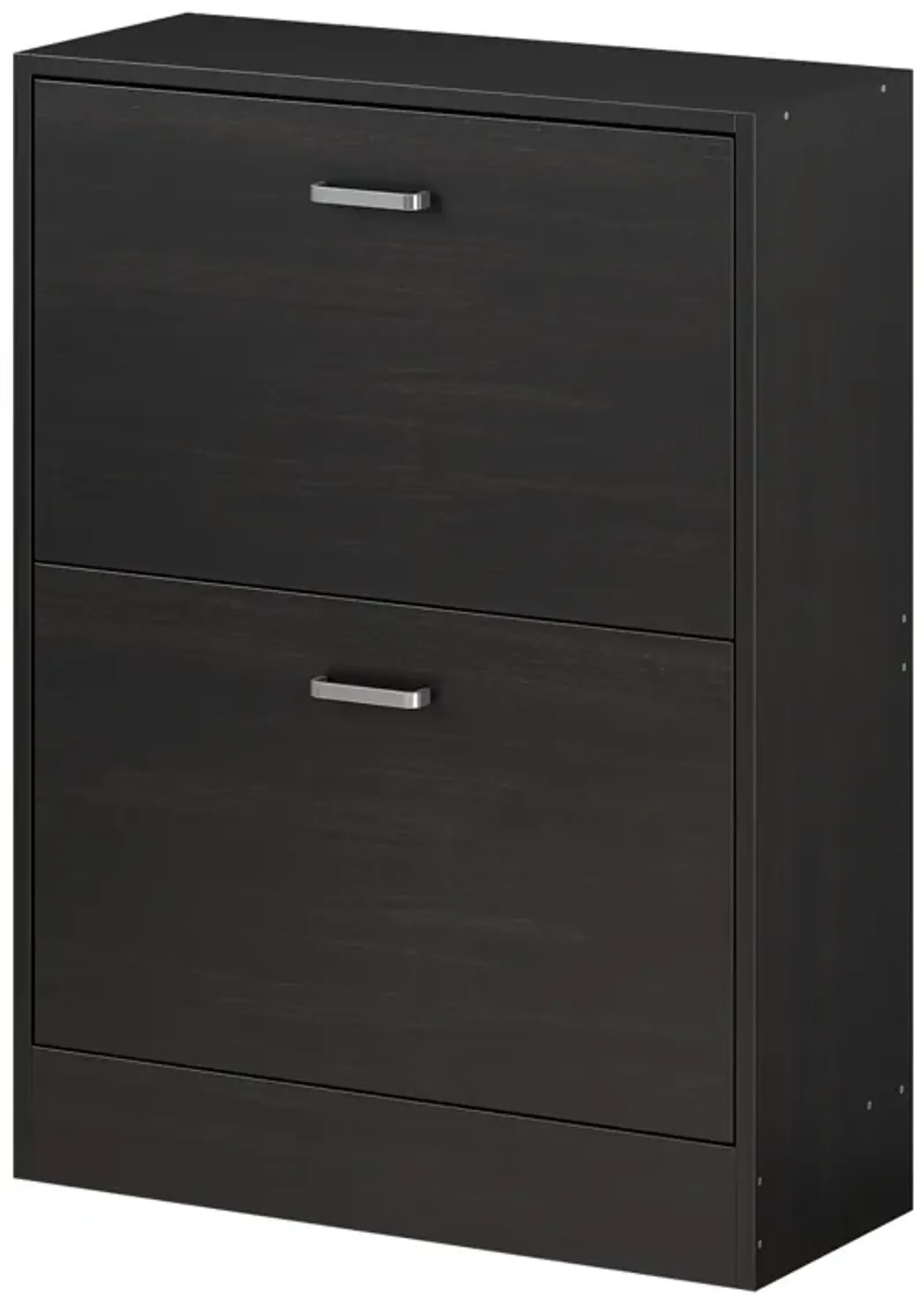 23.6 in. W x 31.4 in. H 12-Pair Black Wood 2-Drawer Shoe Storage Cabinet with Foldable Compartments