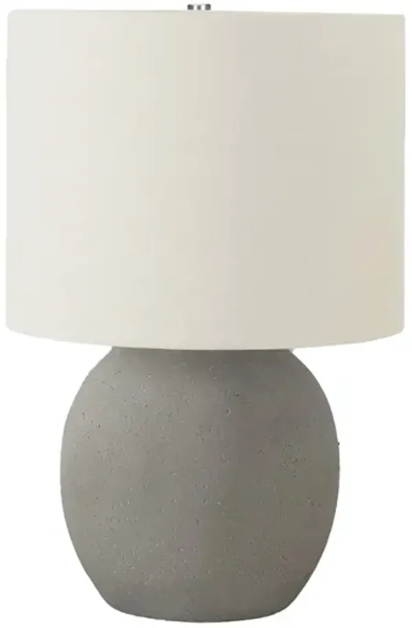 Monarch Specialties I 9626 - Lighting, 20"H, Table Lamp, Grey Concrete, Ivory / Cream Shade, Contemporary