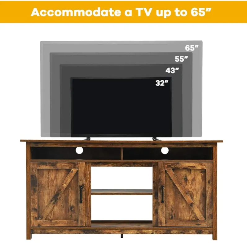 60" Industrial TV Stand Entertainment Center with Shelve and Cabinet-Brown