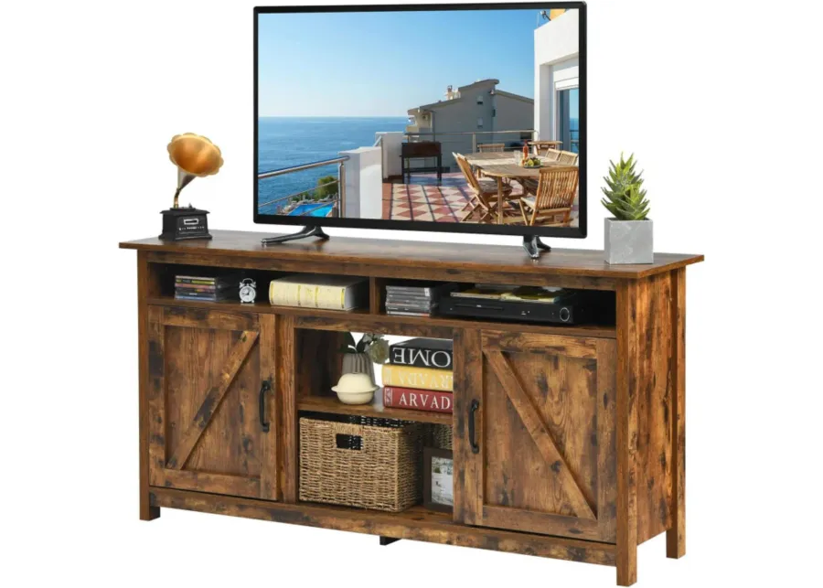 60" Industrial TV Stand Entertainment Center with Shelve and Cabinet-Brown