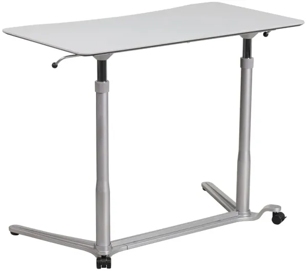 Flash Furniture Merritt Sit-Down, Stand-Up Light Gray Computer Ergonomic Desk with 37.375''W Top (Adjustable Range 29'' - 40.75'')