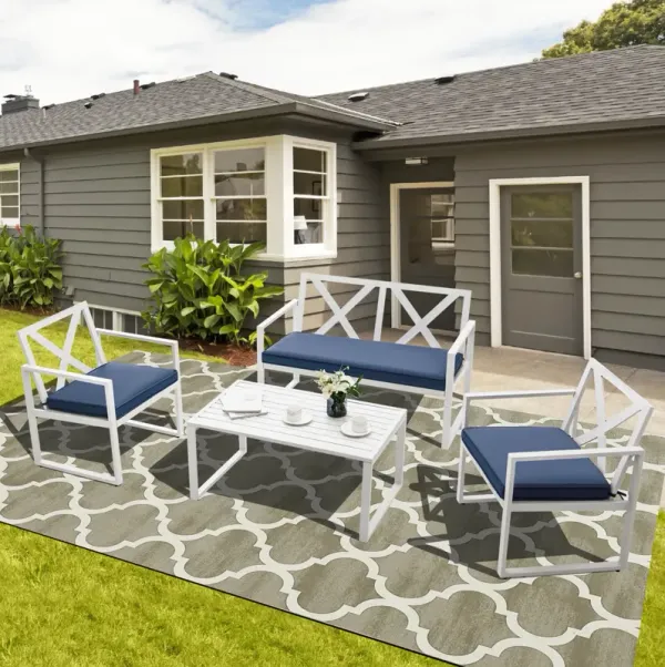 4 Pieces Outdoor Conversation Set with Sturdy Steel Frame