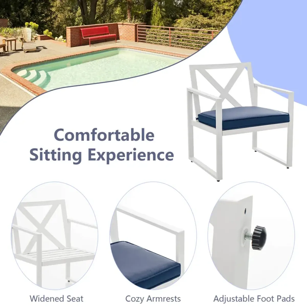 4 Pieces Outdoor Conversation Set with Sturdy Steel Frame