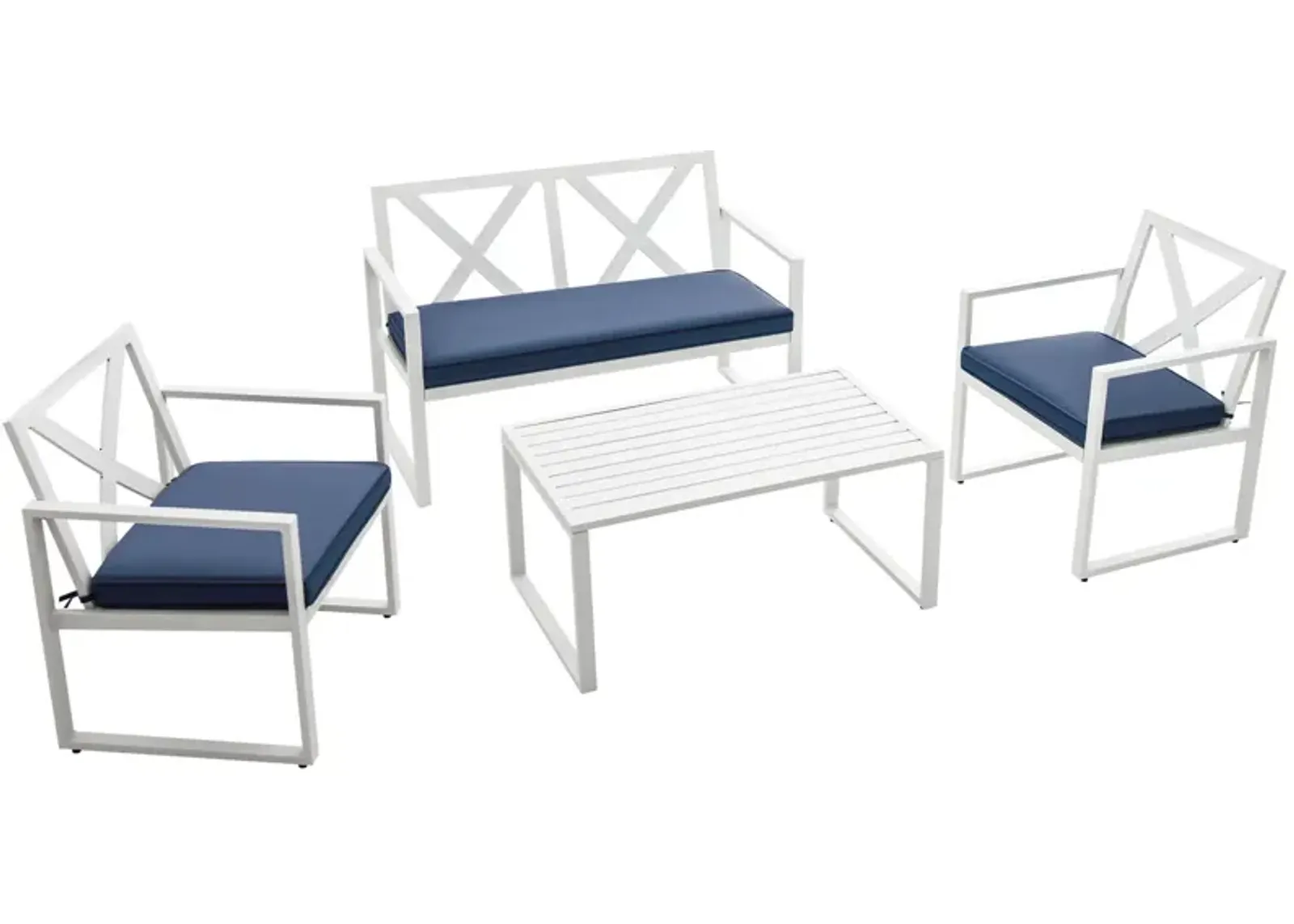 4 Pieces Outdoor Conversation Set with Sturdy Steel Frame