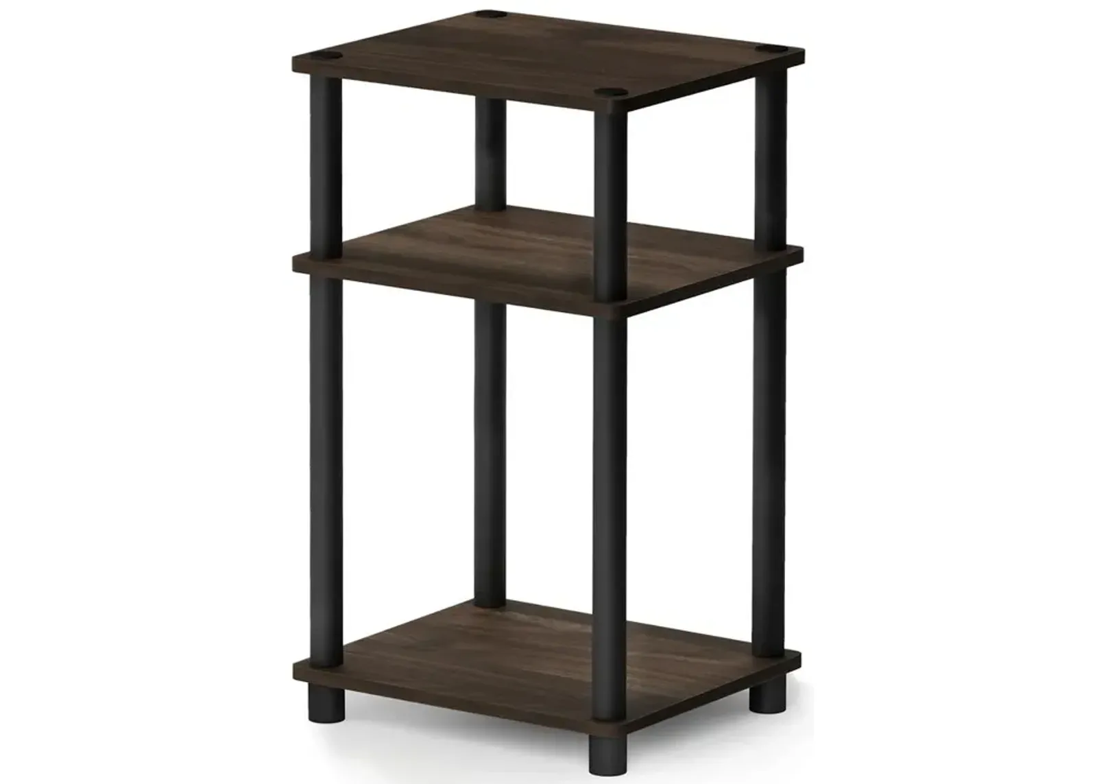 Furinno Just 3-Tier Turn-N-Tube End Table, Columbia Walnut/Brown