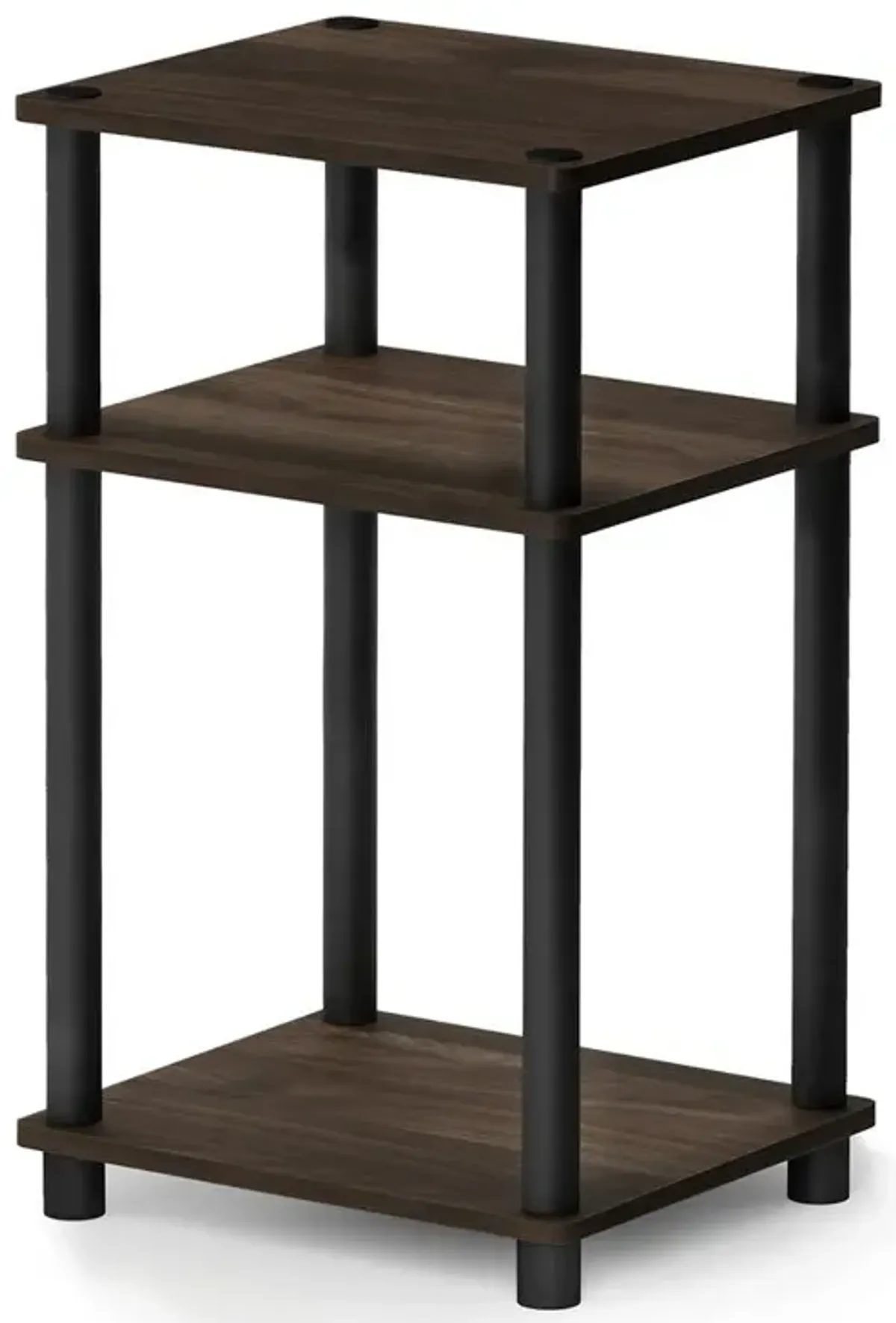 Furinno Just 3-Tier Turn-N-Tube End Table, Columbia Walnut/Brown