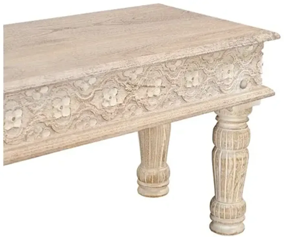 Taran Designs Eldris 58 Carved Solid Wood Dining Bench