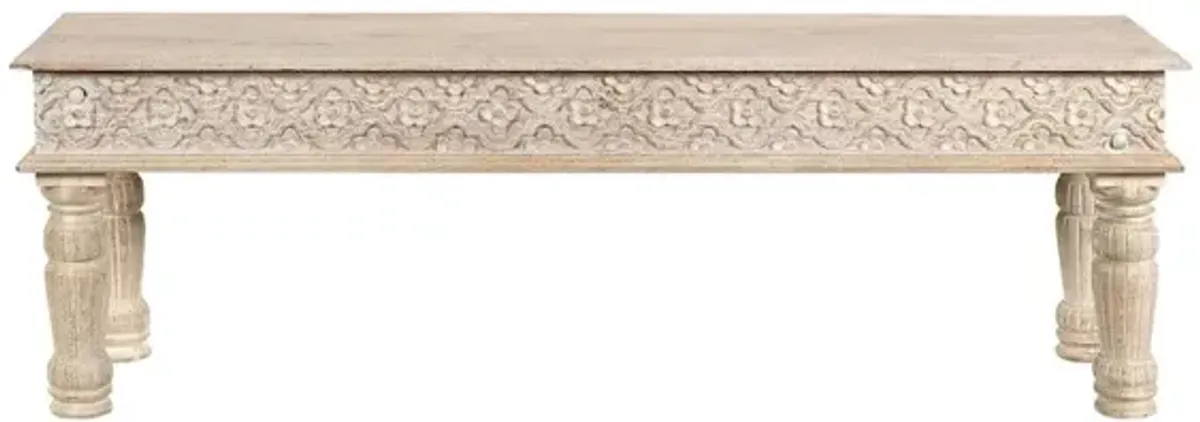Taran Designs Eldris 58 Carved Solid Wood Dining Bench