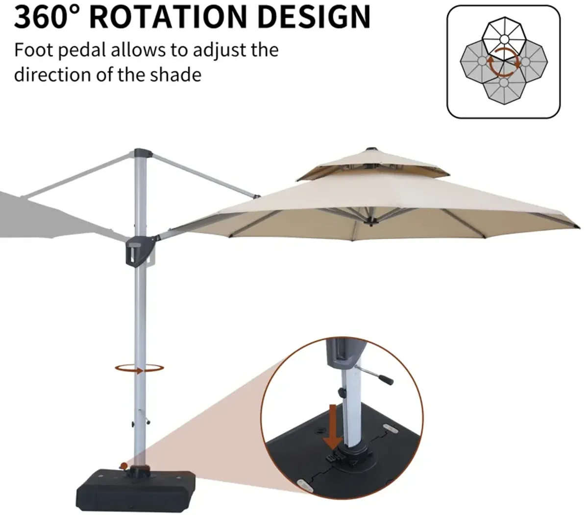 Mondawe 10ft Square Cantilever Patio Umbrella with Weighted Base Included