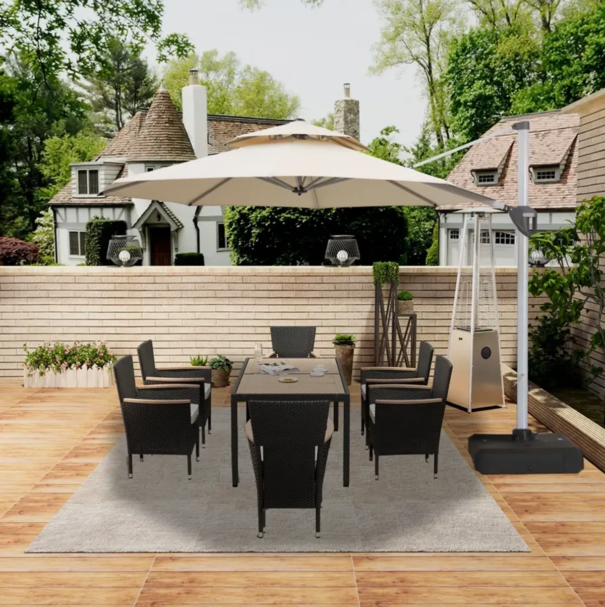 Mondawe 10ft Square Cantilever Patio Umbrella with Weighted Base Included