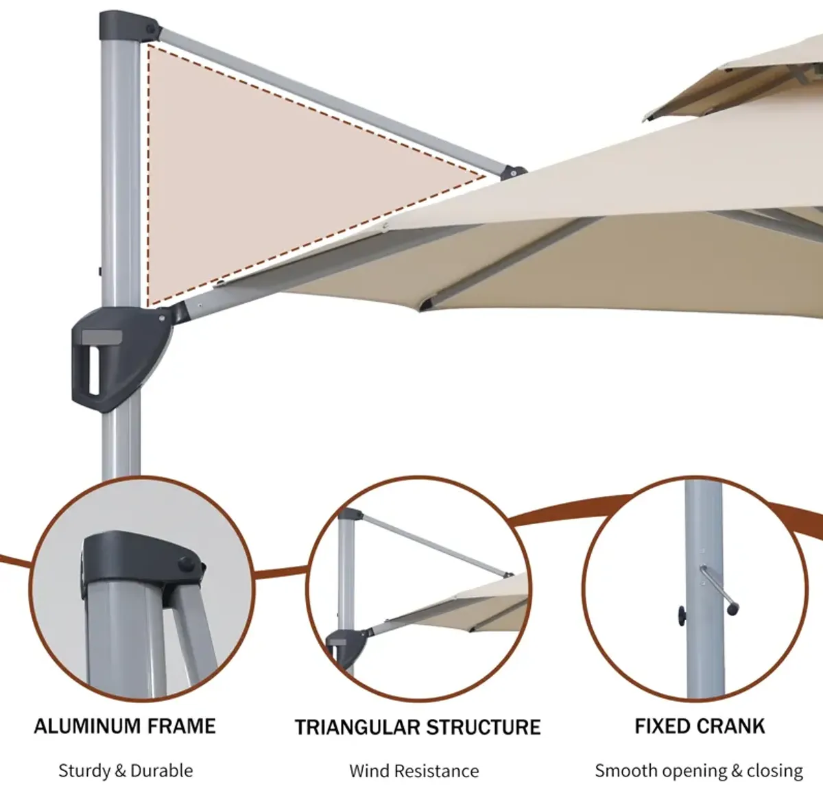 Mondawe 10ft Square Cantilever Patio Umbrella with Weighted Base Included