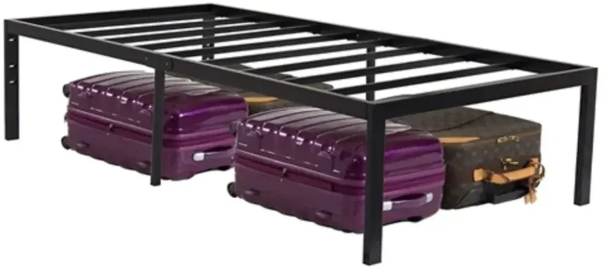 Sturdy High Black Metal Platform Bed Frame with Heavy Duty Support