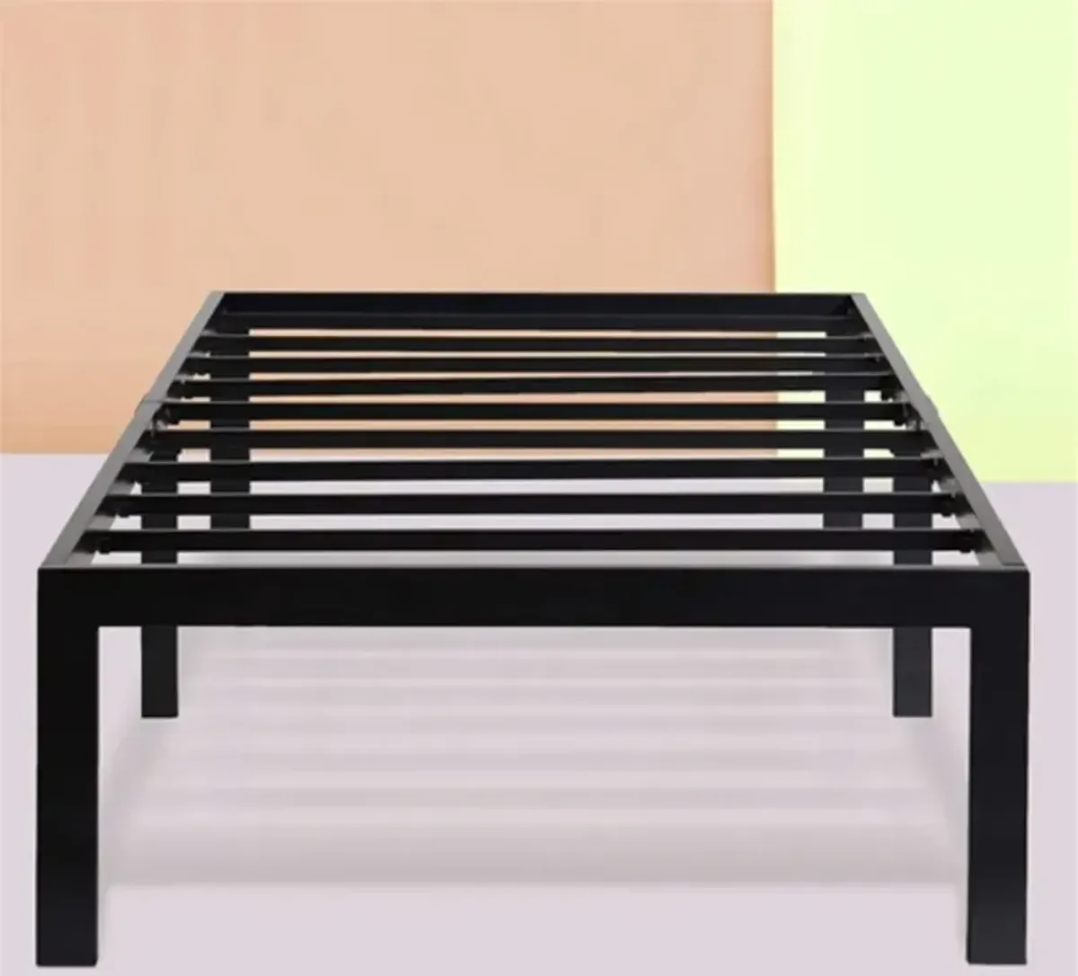 Sturdy High Black Metal Platform Bed Frame with Heavy Duty Support