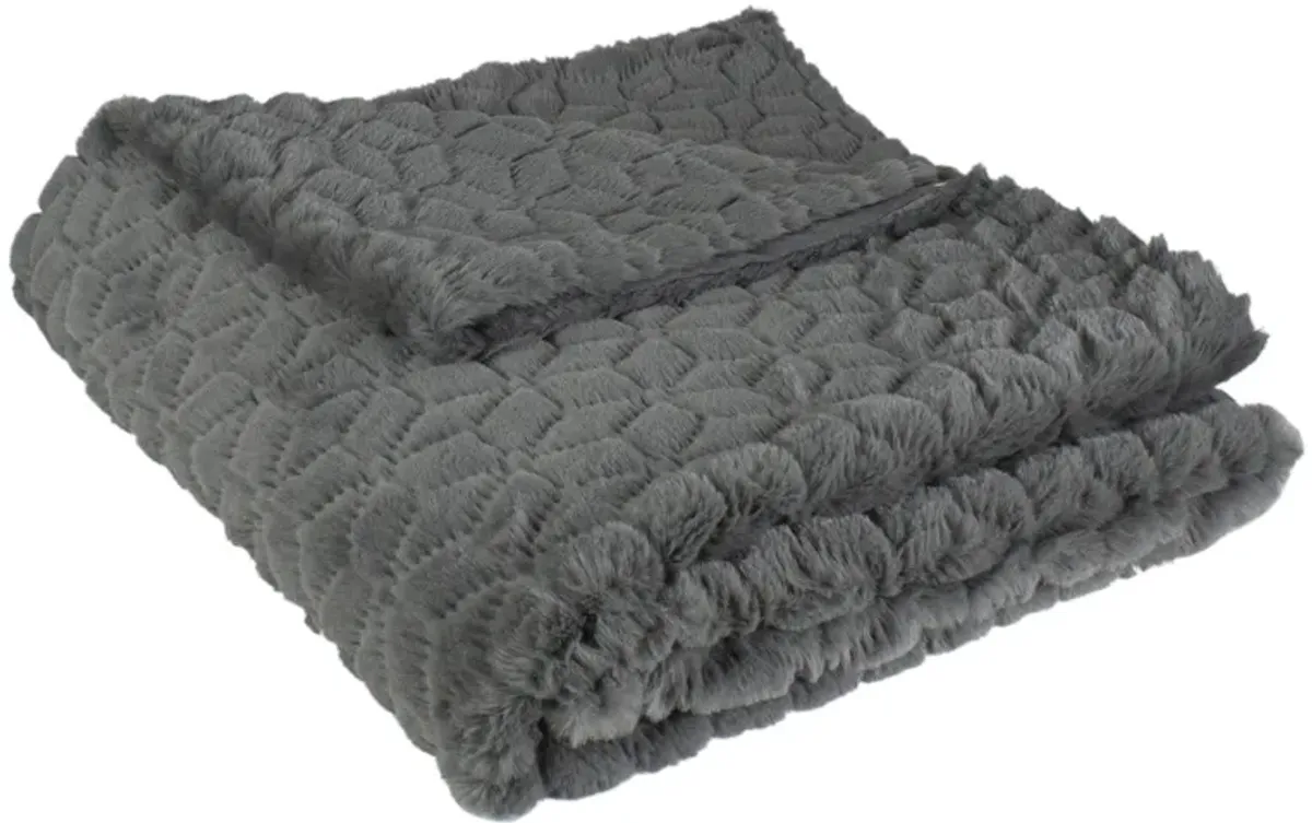 Dark Gray Ultra Plush Faux Fur Throw Blanket 55" x 63"