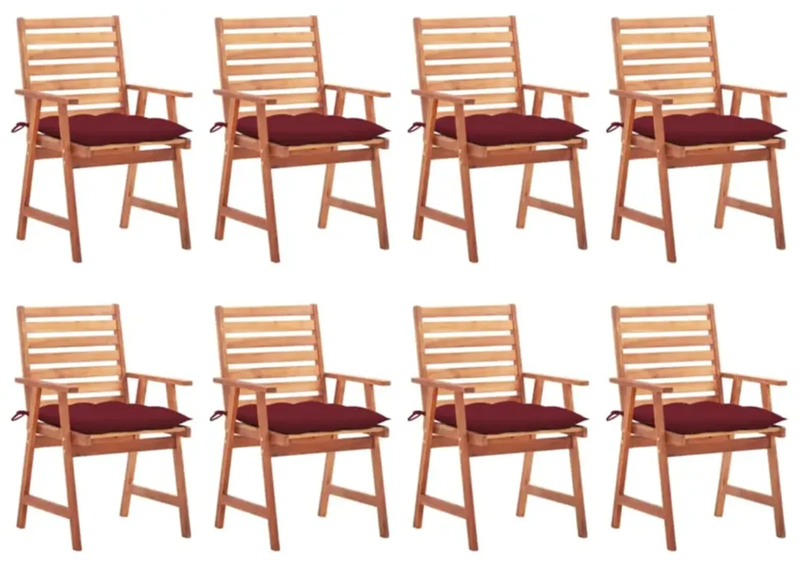 vidaXL Patio Dining Chairs 8 pcs with Cushions Solid Acacia Wood