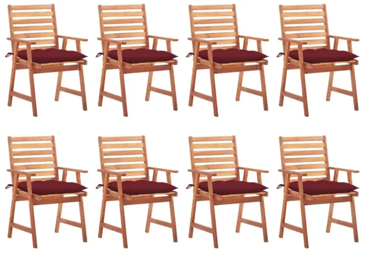 vidaXL Patio Dining Chairs 8 pcs with Cushions Solid Acacia Wood