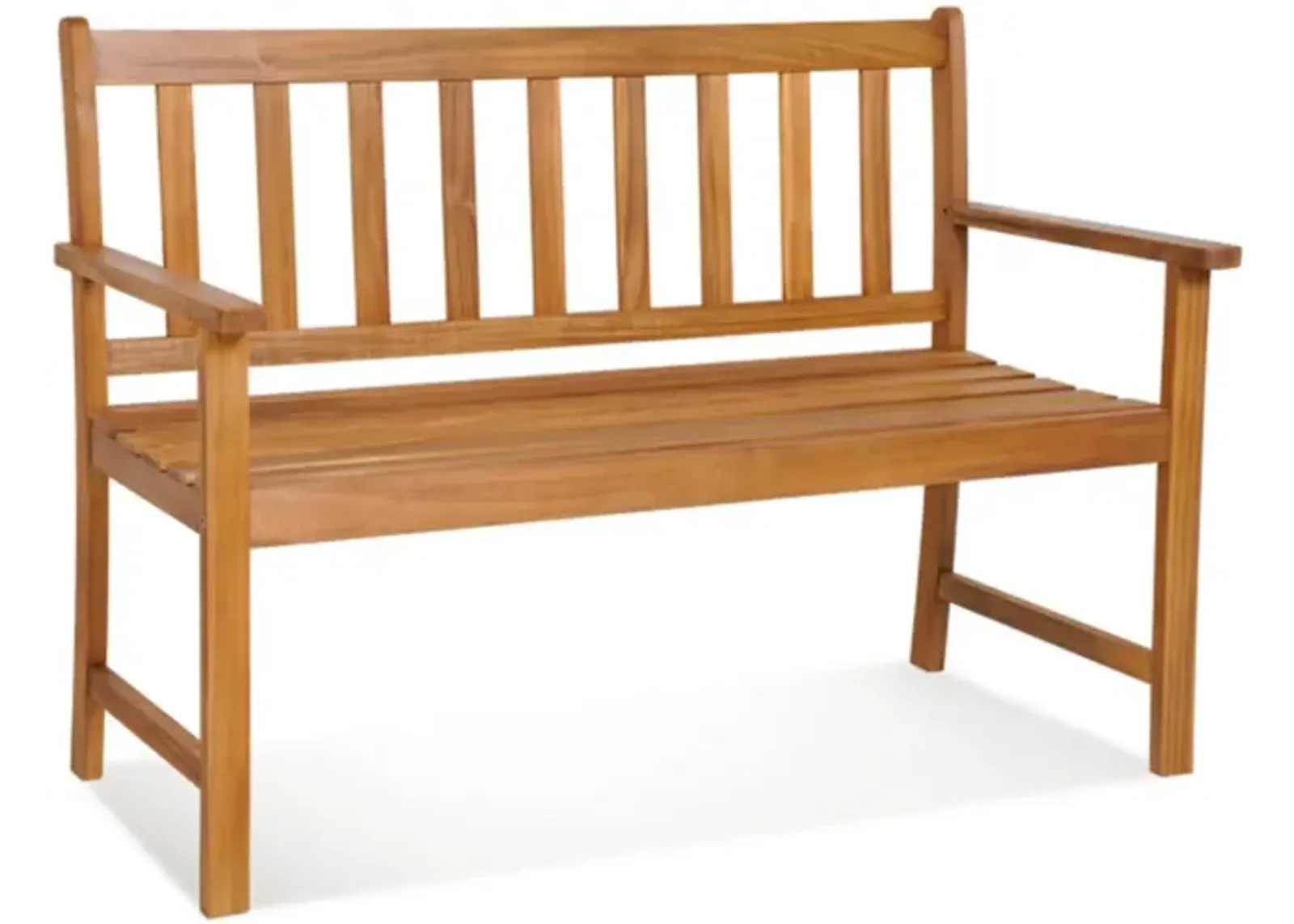 Hivvago 2-Person Outdoor Acacia Wood Bench with Backrest