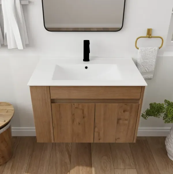 Streamdale 30 Inch Bathroom Vanity With Ceramic Basin And Adjust Open Shelf