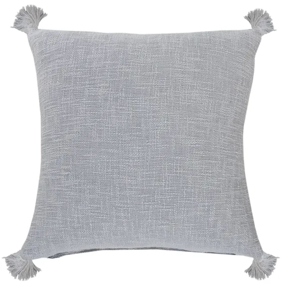 20" Gray Solid Hand Woven Square Throw Pillow