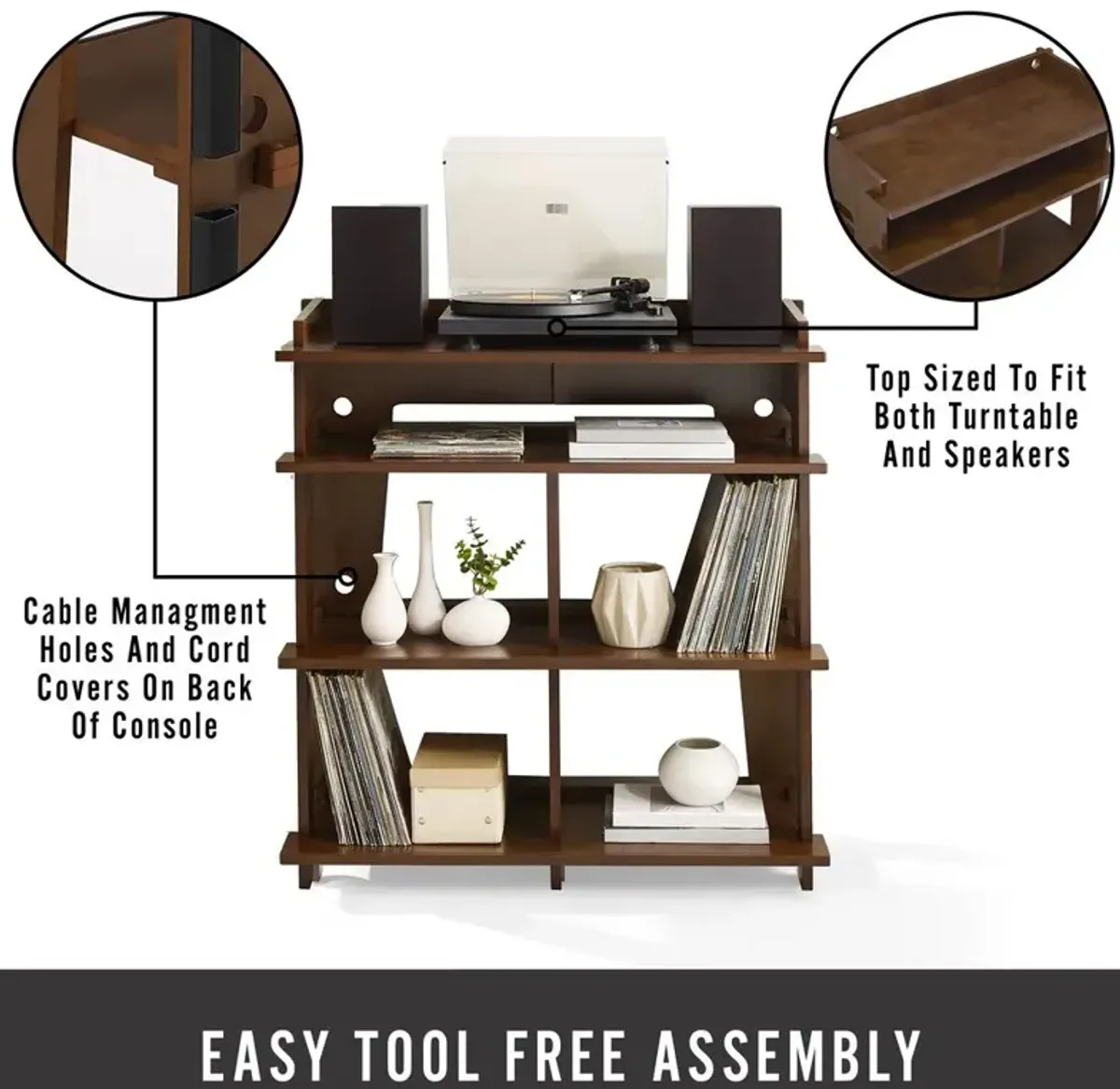 Crosley Brands Soho Record Storage Console Mahogany - Turntable Stand