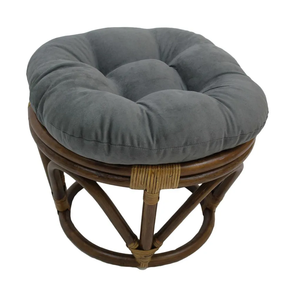 International Caravan Rattan Ottoman with Micro Suede Cushion