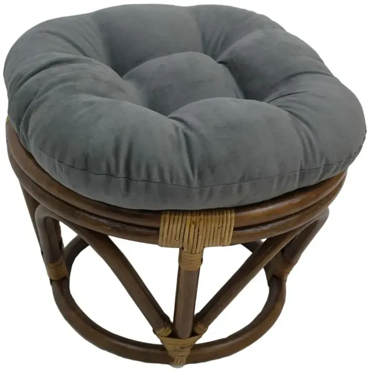 International Caravan Rattan Ottoman with Micro Suede Cushion