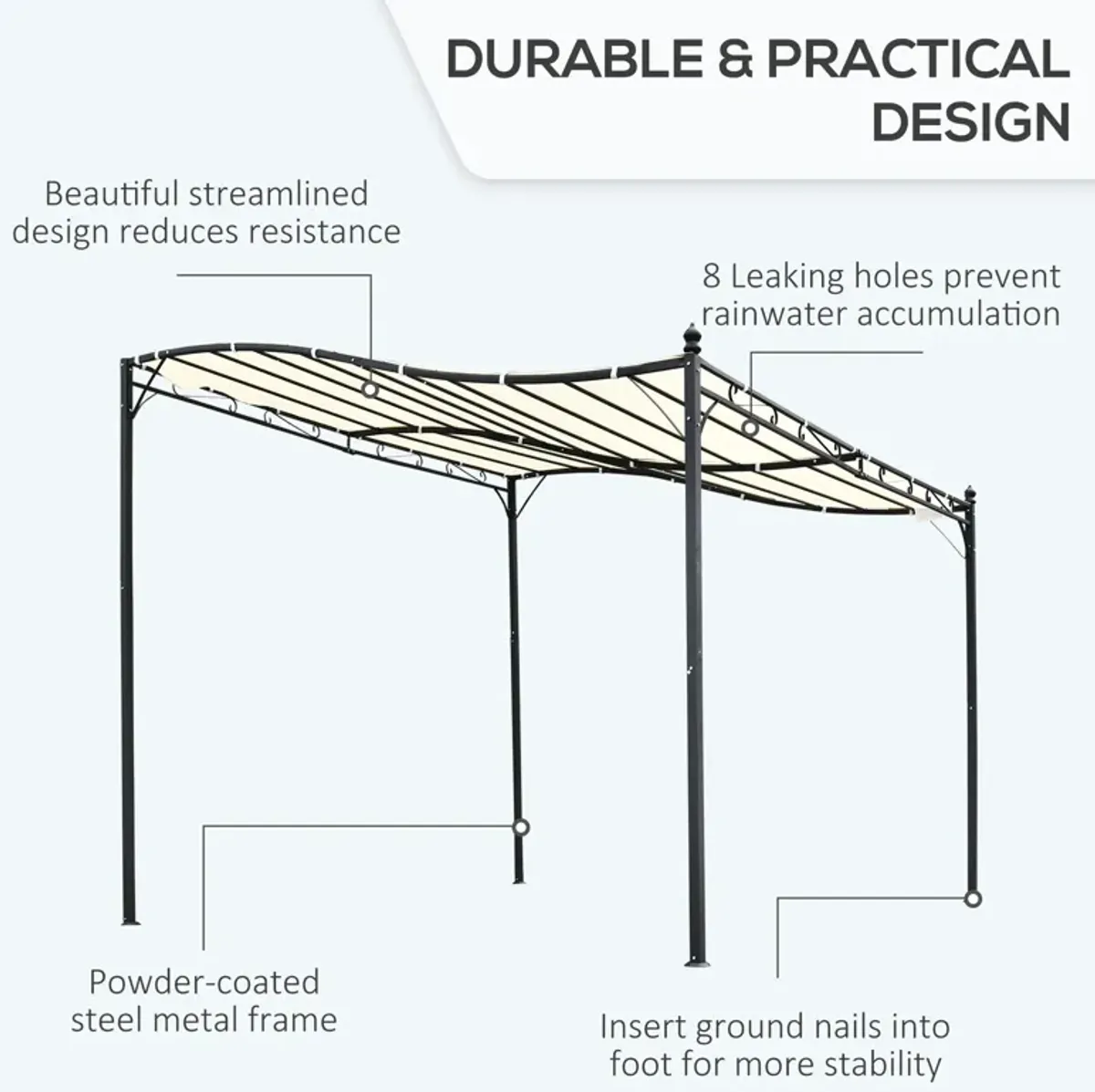 Ivory Backyard Retreat: 10x10 Weather-Resistant Metal Pergola Gazebo