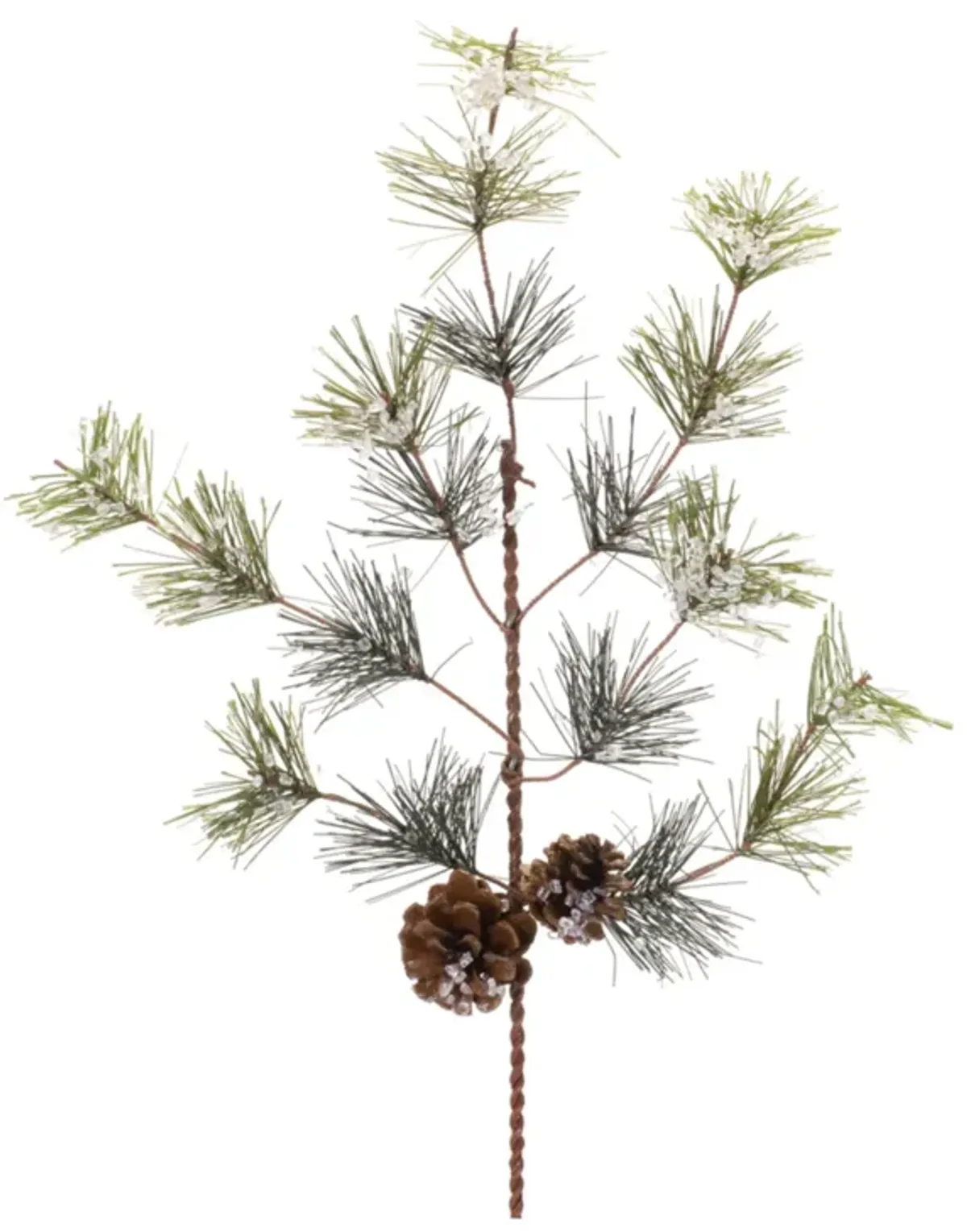 Christmas Pine Spray - Wintry Green And Brown (Set of 6)