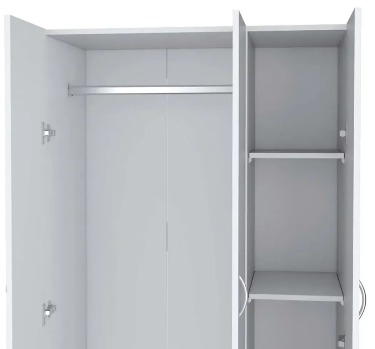 Augusta 3-Door Wardrobe With Hanging Rod White