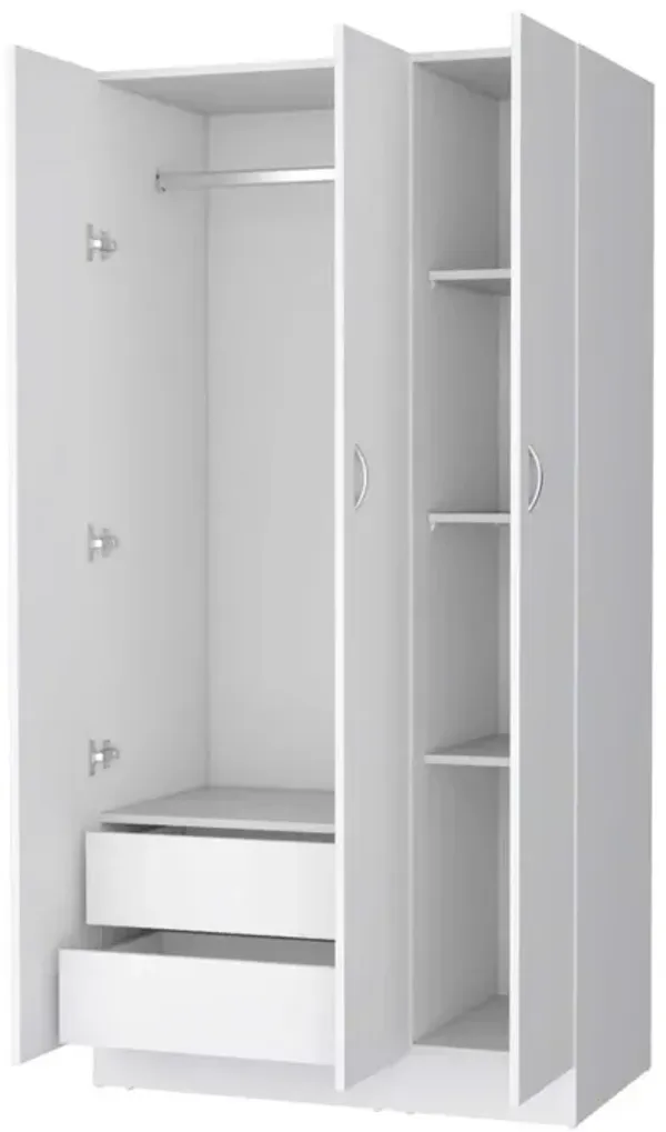 Streamdale Augusta 3-Door Wardrobe With Hanging Rod White