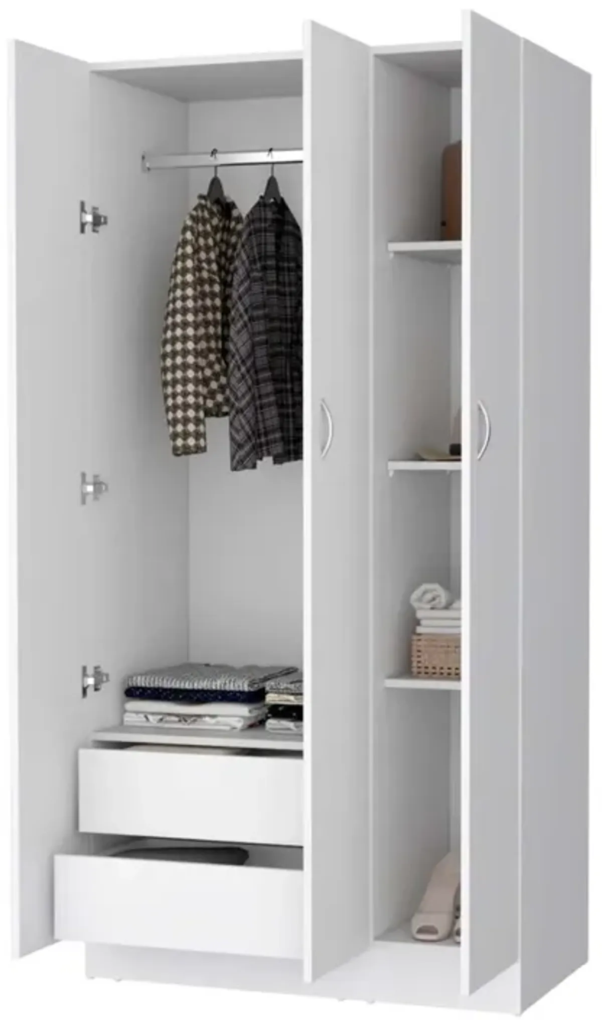 Augusta 3-Door Wardrobe With Hanging Rod White