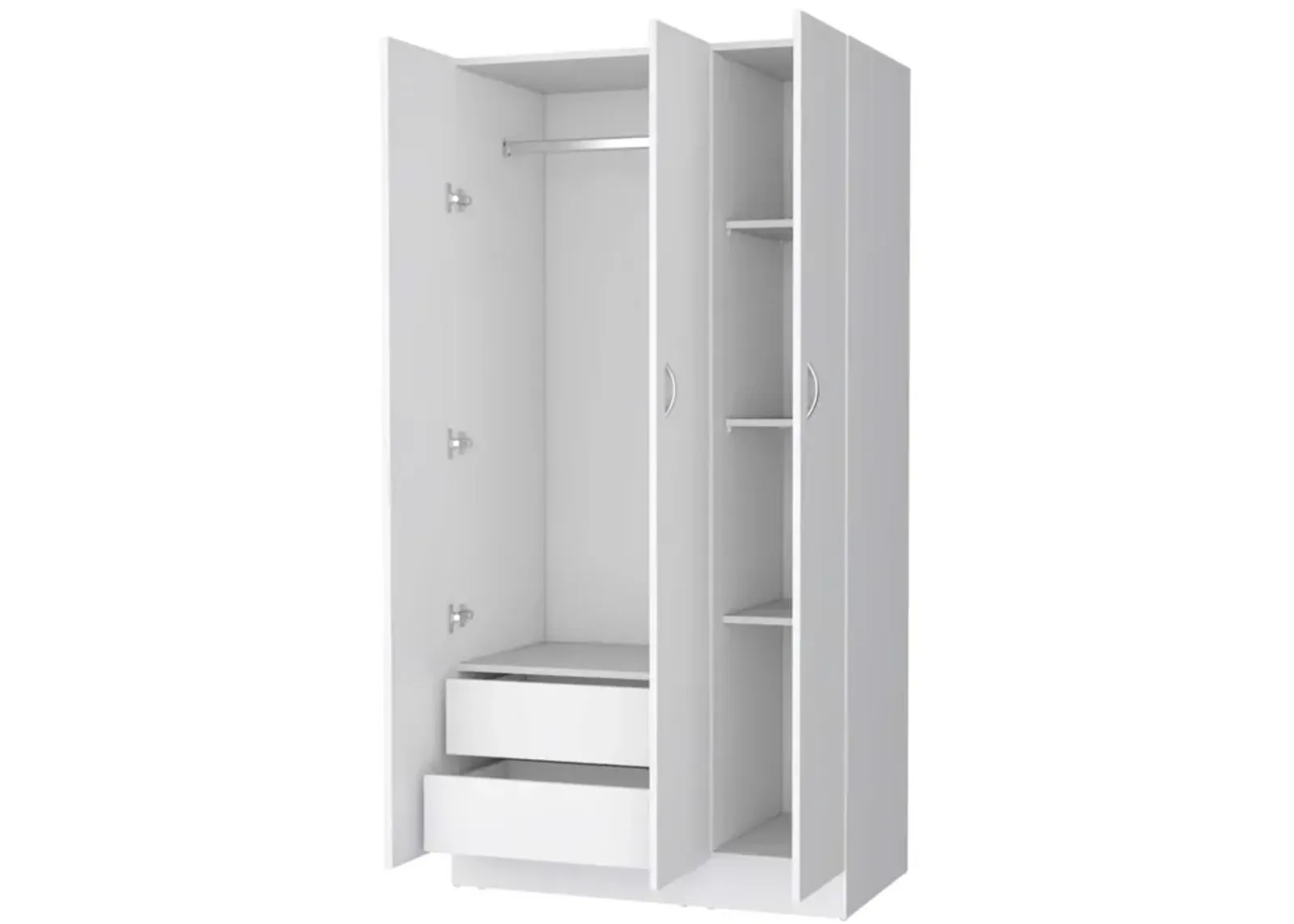 Augusta 3-Door Wardrobe With Hanging Rod White