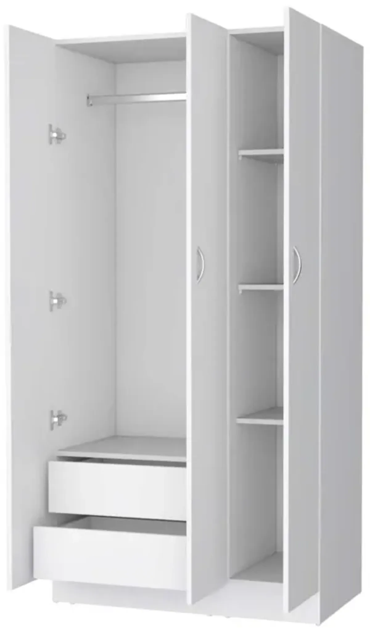 Augusta 3-Door Wardrobe With Hanging Rod White